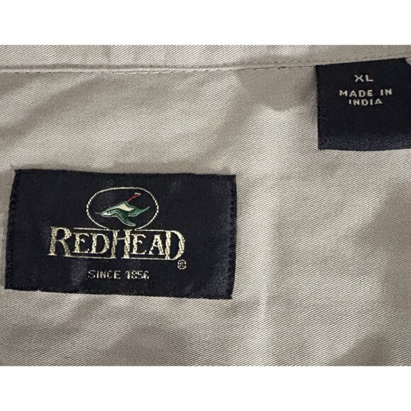 RedHead Mens Black Button Up Collar Single Pocket Long Sleeve Shirt Cotton XL - Picture 5 of 12